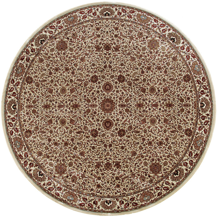 8' Oriental Round Rug - Ivory / Green