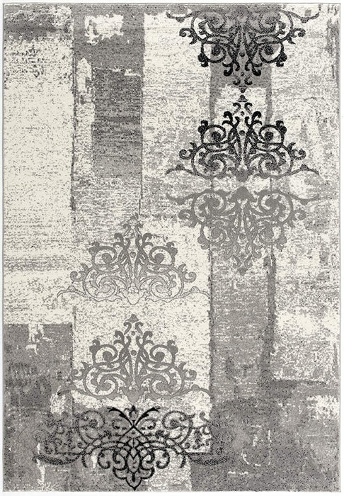 8' x 10' Damask Dhurrie Area Rug - Gray