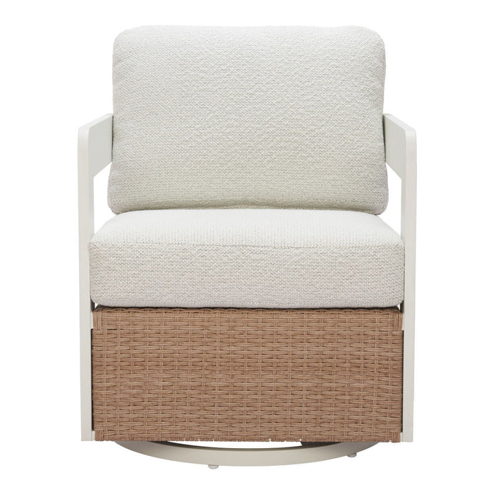26" Modern Upholstered Swivel Arm Chair - White