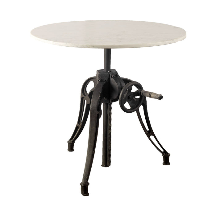 30" Rounded Marble And Metal Three Leg Base Dining Table - Black