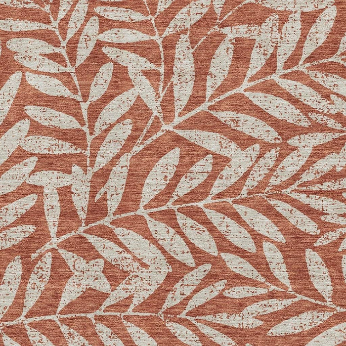 10' X 14' Floral Washable Area Rug With UV Protection (671480) - Rust / Beige
