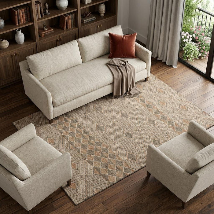 10' X 14' Geometric Washable Area Rug With UV Protection (671366) - Brown / Beige
