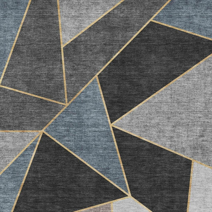 10' X 14' Geometric Washable Area Rug With UV Protection (653296) - Blue / Charcoal / Ivory