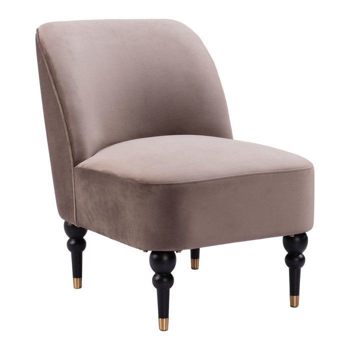 Velvet Side Chair - Taupe Black And Gold