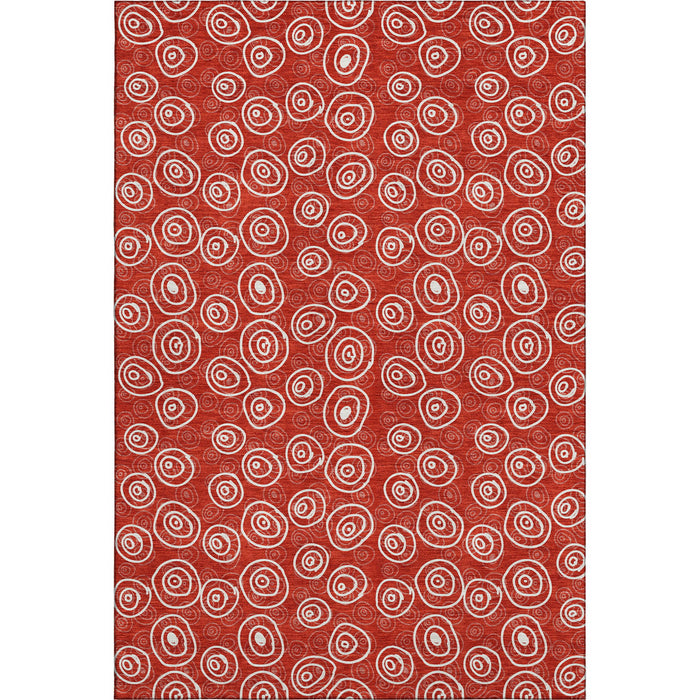10' X 14' Polka Dot Washable Area Rug With UV Protection - Red And Ivory