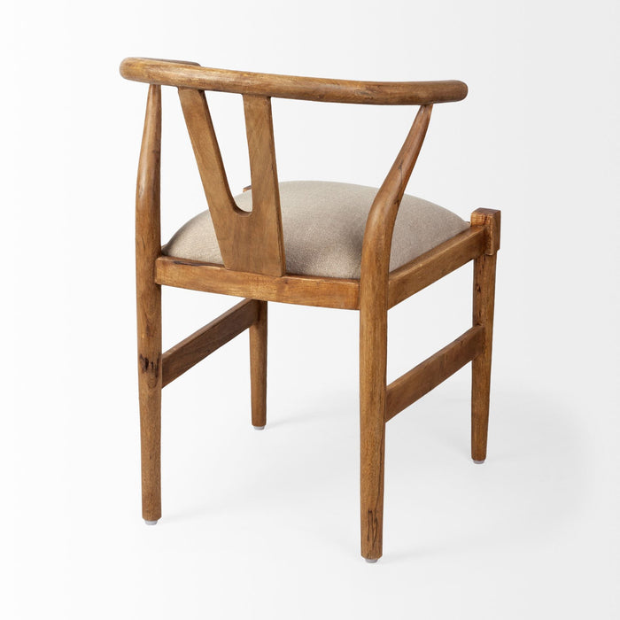 Upholstered Fabric Wishbone Back - Beige