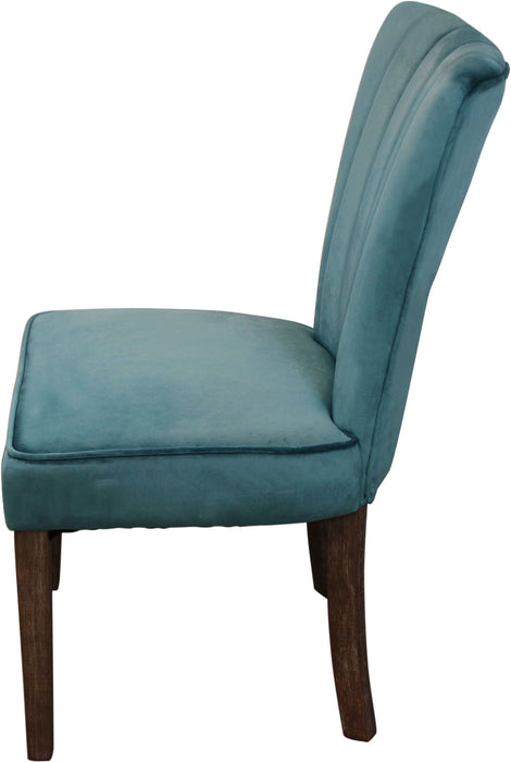 Upholstered Velvet Dining Parsons Chairs (Set of 2) - Teal Blue / Brown