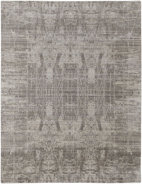 10' x 14' Hand Woven Worn Faded Area Rug - Gray