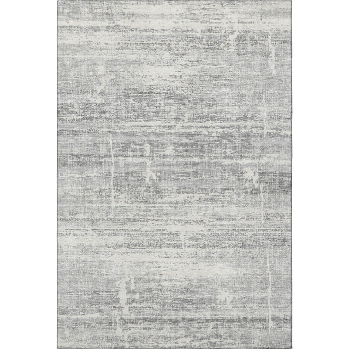 9' X 12' Abstract Washable Area Rug With UV Protection - Silver / Gray