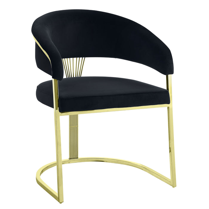 Upholstered Velvet Partially Open Back Dining Side Chair - Black