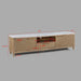Giga fluted TV stand with natural wood finish and white accents, modern design with sleek fluted details for living room decor
