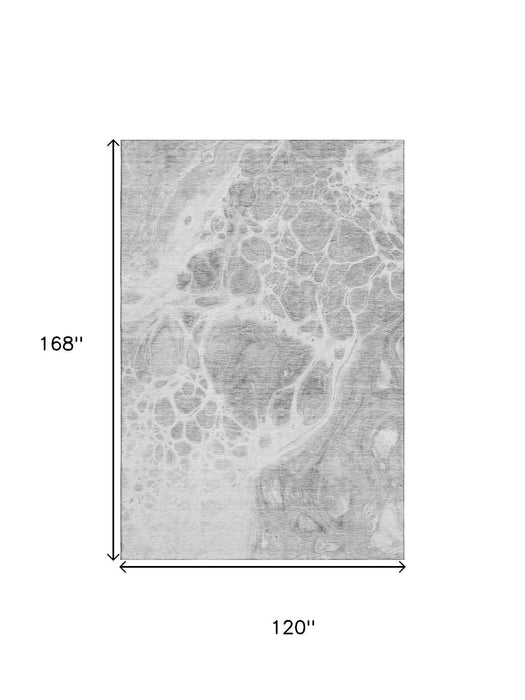10' X 14' Abstract Washable Area Rug With UV Protection (656040) - Gray / Ivory