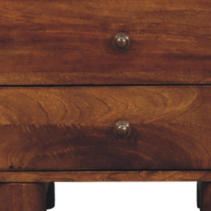 15" Solid Wood Square Two Drawer Nightstand - Chestnut