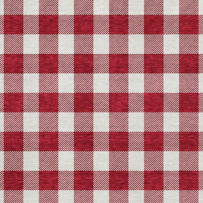 10' X 14' Plaid Washable Area Rug With UV Protection (673411) - Red / Ivory