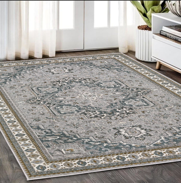 5' X 8' Medallion Area Rug - Brown And Blue