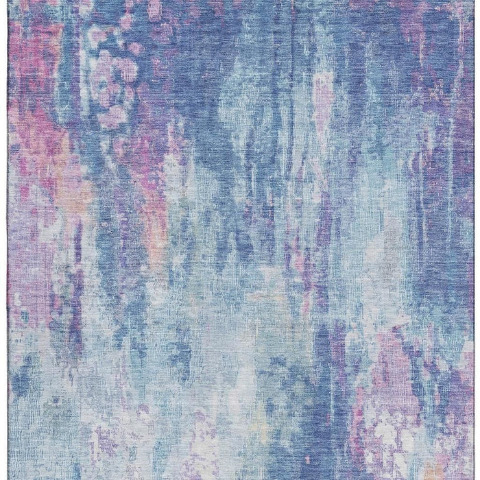 10' X 14' Abstract Washable Area Rug With UV Protection (695696) - Blue / Blush / Ivory