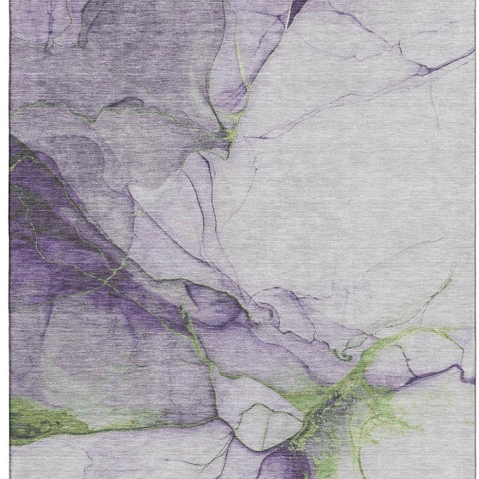 10' X 14' Abstract Washable Area Rug With UV Protection (697314) - Purple / Green / Ivory