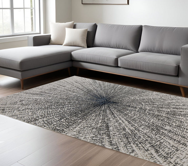 13' x 20' Abstract Power Loom Area Rug - Gray And Ivory