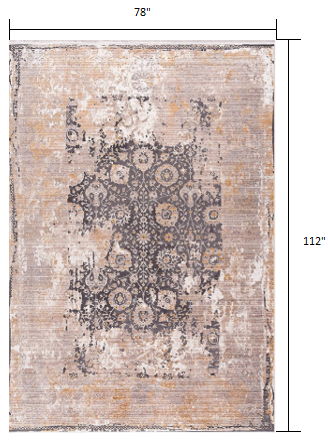 6' x 9' Oriental Non Skid Area Rug - Gray And Ivory