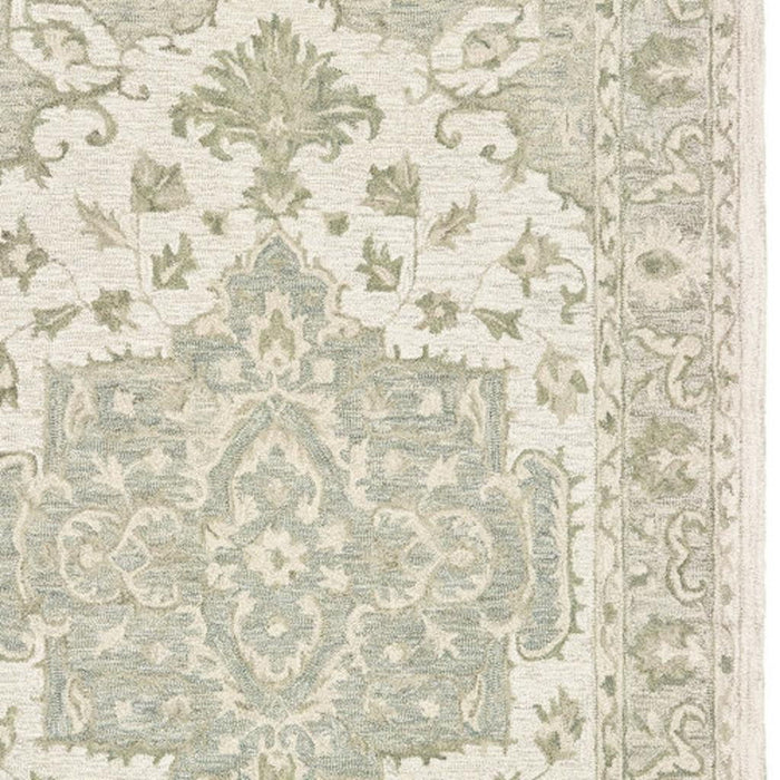 10' X 14' Wool Medallion Hand Tufted Area Rug (712734) - Sea Green / Gray
