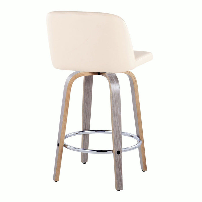Toriano - 26" Fixed-Height Counter Stool (Set of 2) - Cream And Light Gray