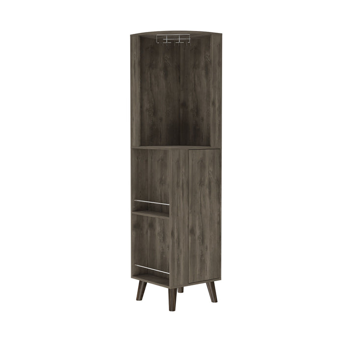 73" Wood Corner Bar Cabinet With One Drawer - Gray