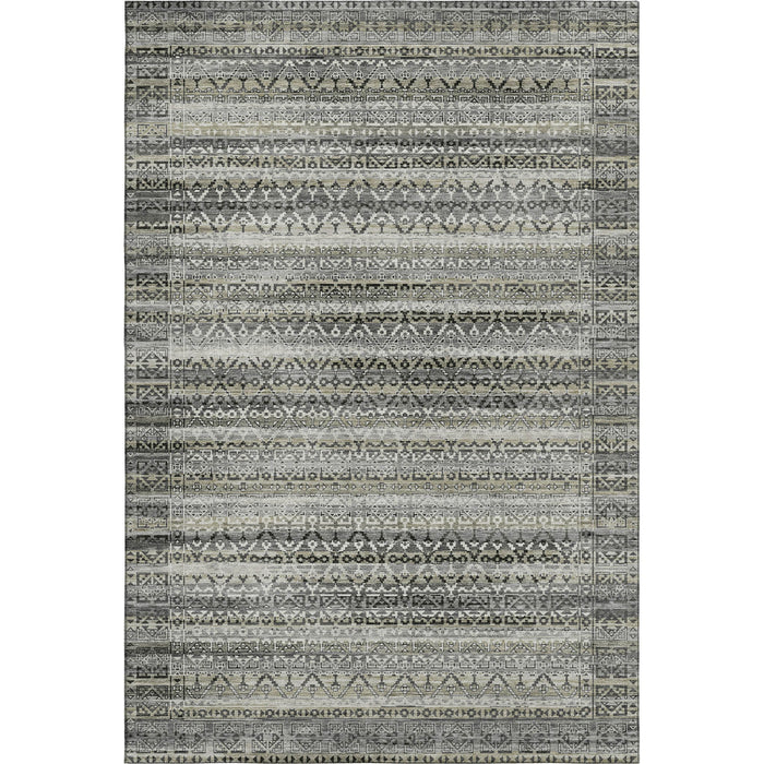 10' X 14' Striped Washable Area Rug With UV Protection (717845) - Pewter / Charcoal