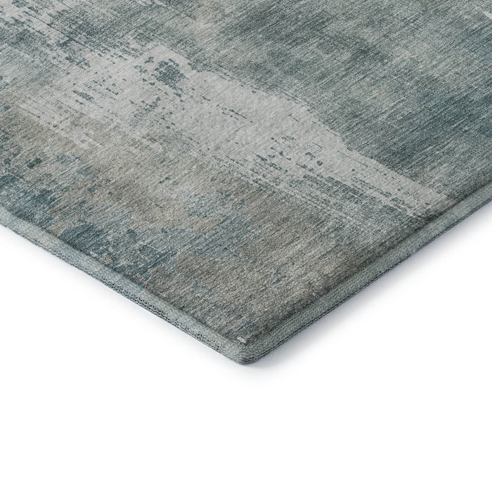 10' X 14' Abstract Washable Area Rug With UV Protection (696044) - Turquoise / Ivory