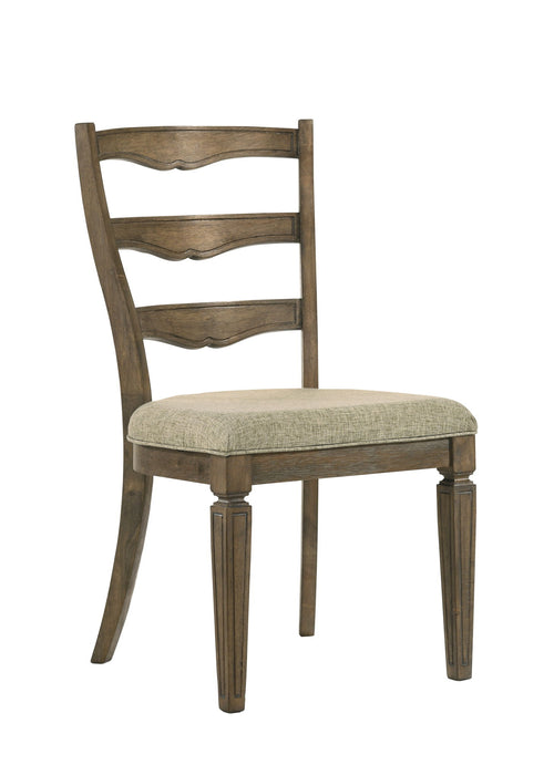 Upholstered Fabric Open Back Dining Side Chairs (Set of 2) - Gray / Oak
