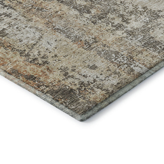 10' X 14' Abstract Washable Area Rug With UV Protection (687107) - Terra Cotta / Brown / Gray
