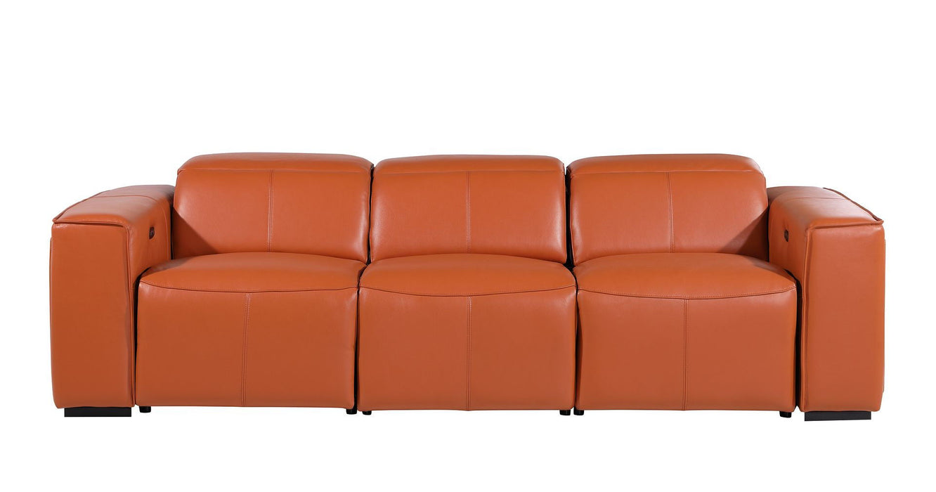 Top Grain Leather Reclining Metal USB Sofa (720391) - Camel