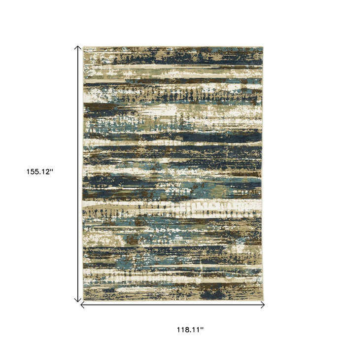 10' X 13' Abstract Area Rug - Beige And Blue