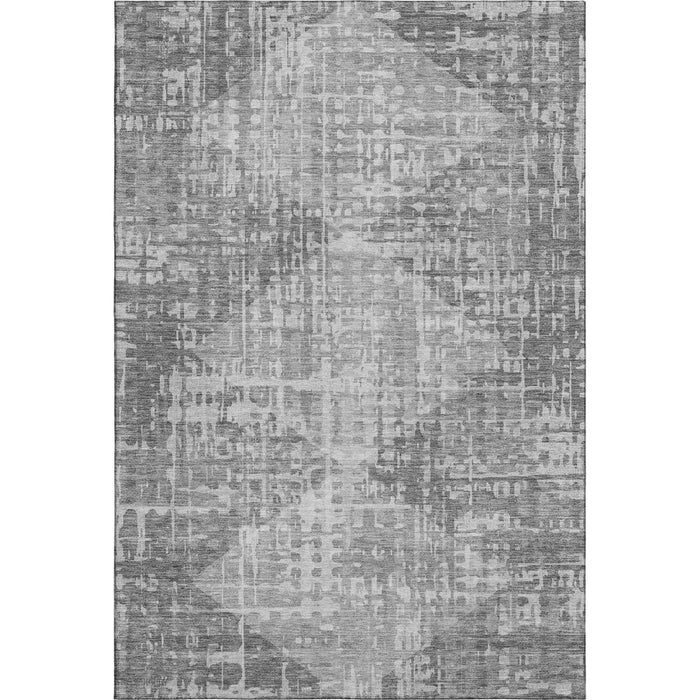 10' X 14' Geometric Washable Area Rug With UV Protection (715009) - Gray / Silver