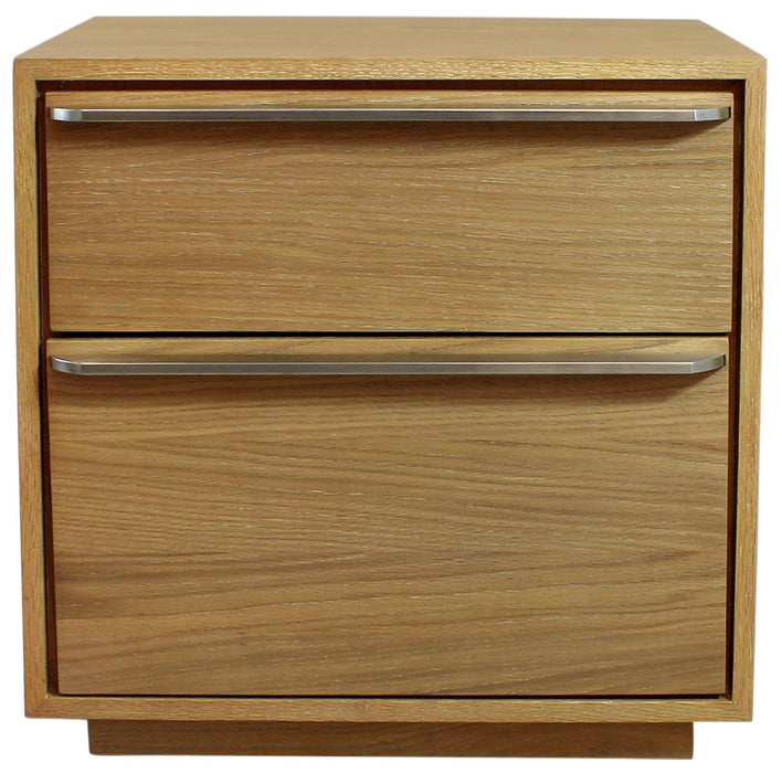 24" Solid And Manufactured Wood Two Drawer Nightstand - Natural
