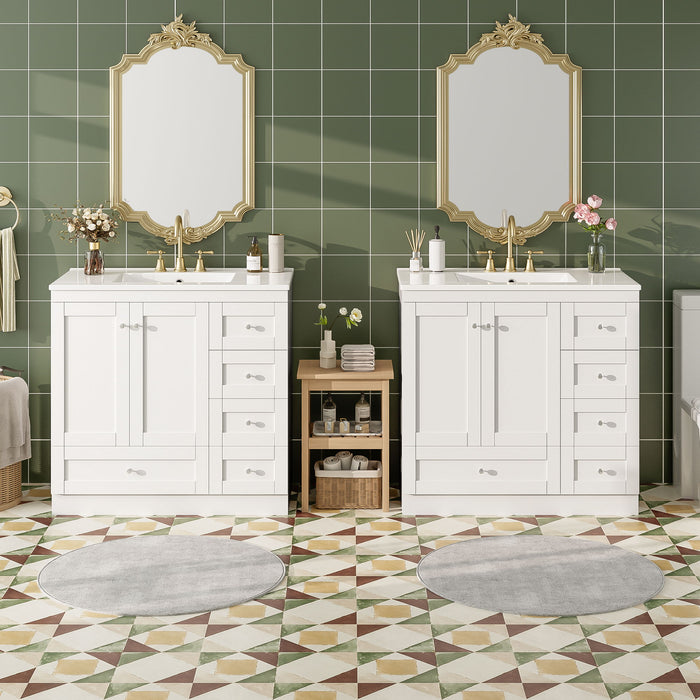 Giga shaker free-standing bathroom vanity cabinet with sink, soft-close drawers and doors, modern bathroom storage furniture