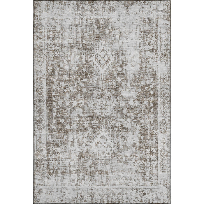 10' X 14' Oriental Washable Area Rug With UV Protection (691992) - Chocolate / Ivory