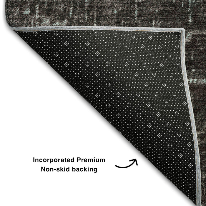 10' X 14' Ombre Washable Area Rug With UV Protection (683387) - Teal / Gray / Charcoal