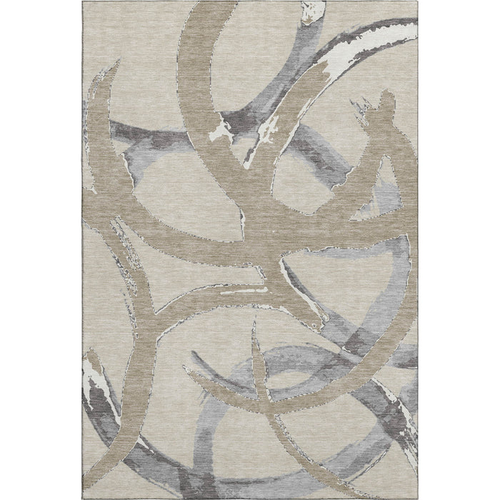 10' X 14' Abstract Washable Area Rug With UV Protection (680229) - Beige / Taupe / Gray