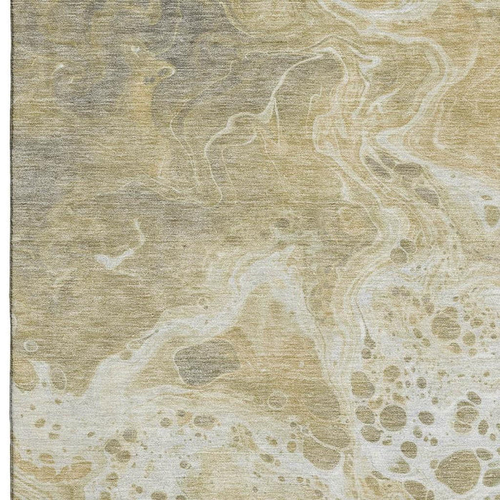 10' X 14' Abstract Washable Area Rug With UV Protection (697734) - Gold / Beige / Ivory
