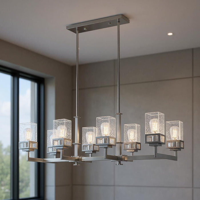 21" Eight Light Dimmable Chandelier With Shades - Silver