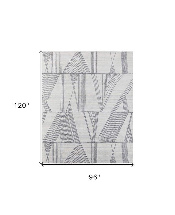 8' x 10' Abstract Hand Woven Area Rug - Black And Ivory