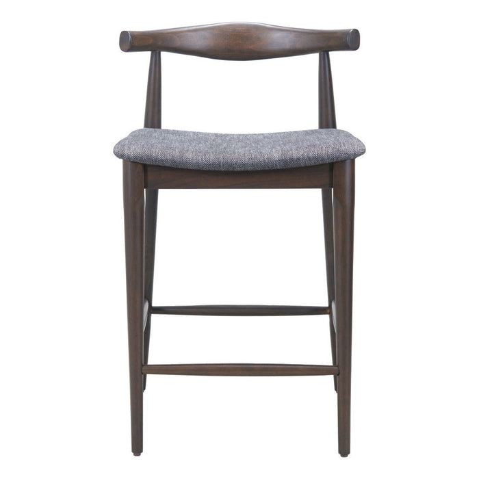 Solid Wood And Fabric Low Back Bar Chairs (Set of 2) - Gray