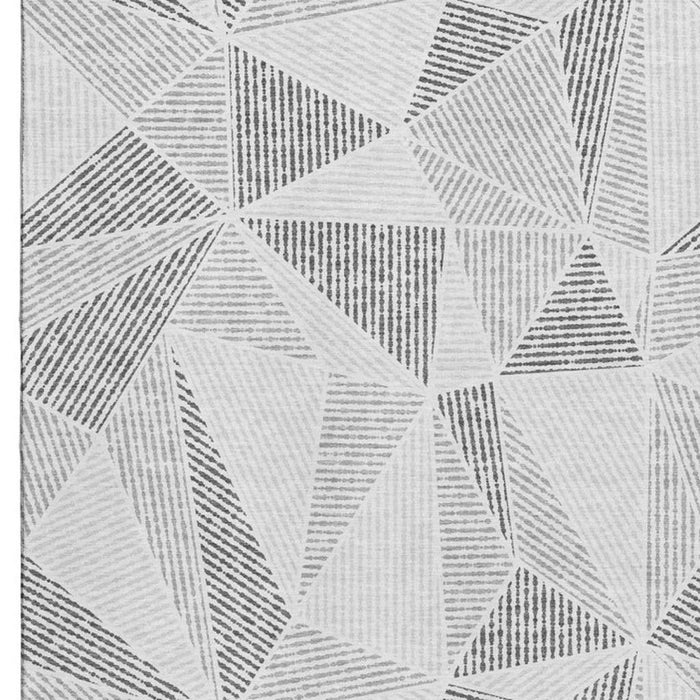 10' X 14' Geometric Washable Area Rug With UV Protection (651959) - Gray / Silver