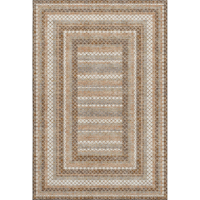 10' X 14' Geometric Washable Area Rug With UV Protection (710873) - Chocolate / Ivory / Beige