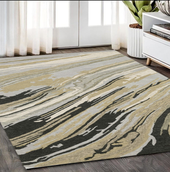 5' X 8' Wool Abstract Hand Tufted Area Rug - Gray