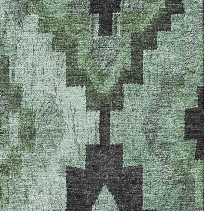 10' X 14' Washable Area Rug With UV Protection (707221) - Green / Gray