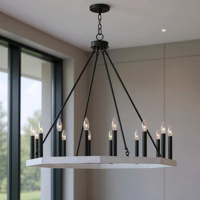 Candle Style Multi Light Metal Dimmable Chandelier - Black / White