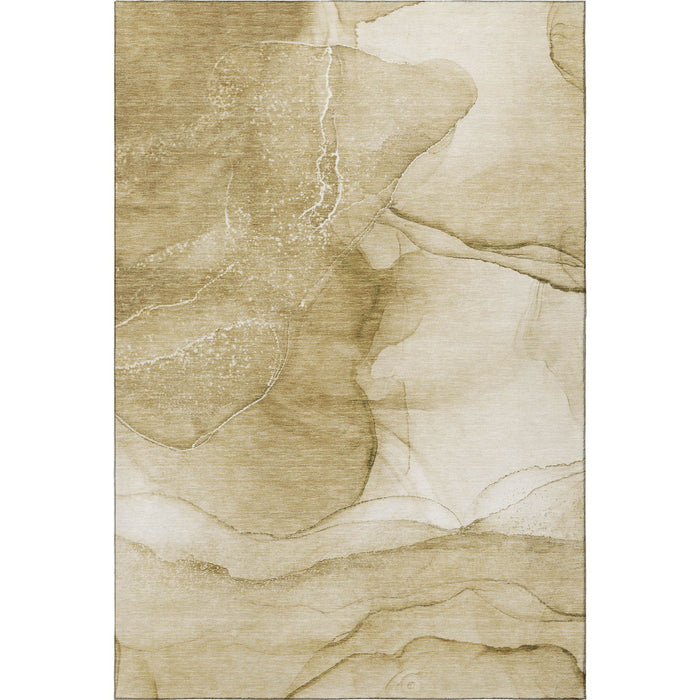 10' X 14' Abstract Washable Area Rug With UV Protection (646852) - Beige / Ivory