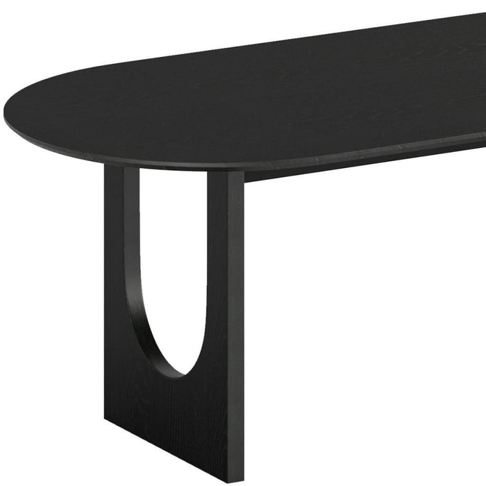 Wood Mirrored Double Pedestal Base Oval Dining Table - Black