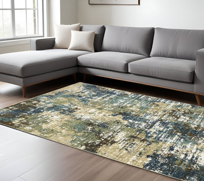 10' X 13' Abstract Area Rug - Blue And Green